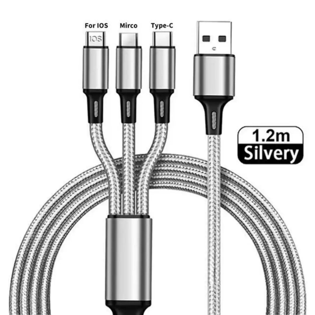 3 In 1 USB Fast Charging Cable Type C Micro IOS Multi Charger Cable