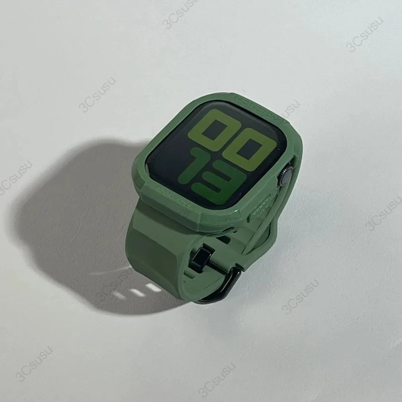 Silicone Case+Strap for Aple Watch Series 9, Iwtch Ultra 2 Series 6 5 4 SE Protective Cover Bracelet TPU Case