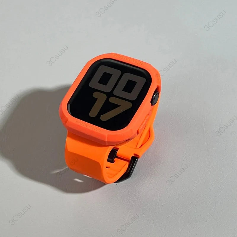 Silicone Case+Strap for Aple Watch Series 9, Iwtch Ultra 2 Series 6 5 4 SE Protective Cover Bracelet TPU Case