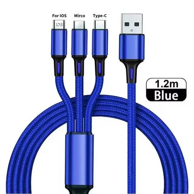 3 In 1 USB Fast Charging Cable Type C Micro IOS Multi Charger Cable