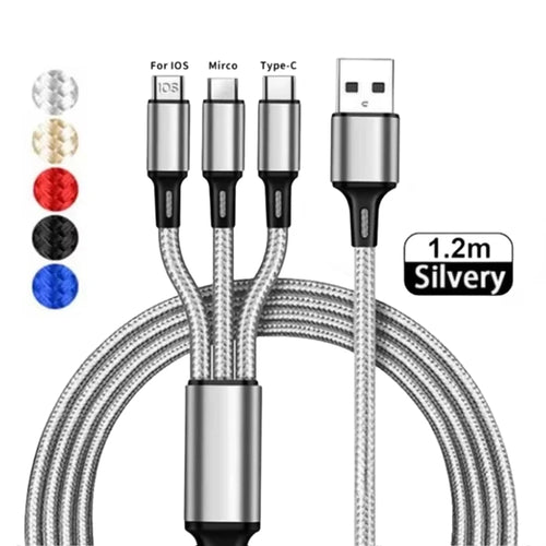 3 In 1 USB Fast Charging Cable Type C Micro IOS Multi Charger Cable