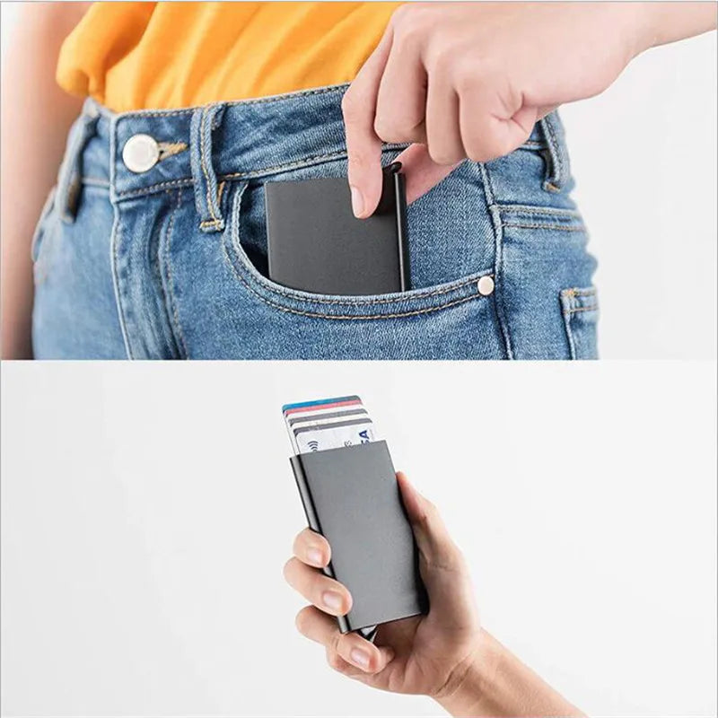 Rfid Smart Wallet Card Holder Metal Thin