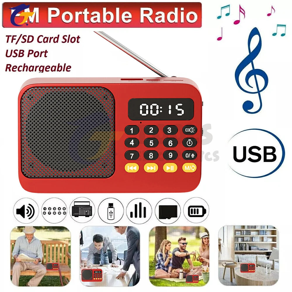 Compact Handheld Portable Radio Rechargeable